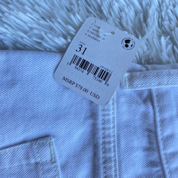 NWT FREE PEOPLE Maggie Mid-Rise Straight-Leg Jeans White Distressed Size 31 - Picture 6 of 11